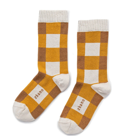 Buffalo Checked Crew Socks - Goldenrod