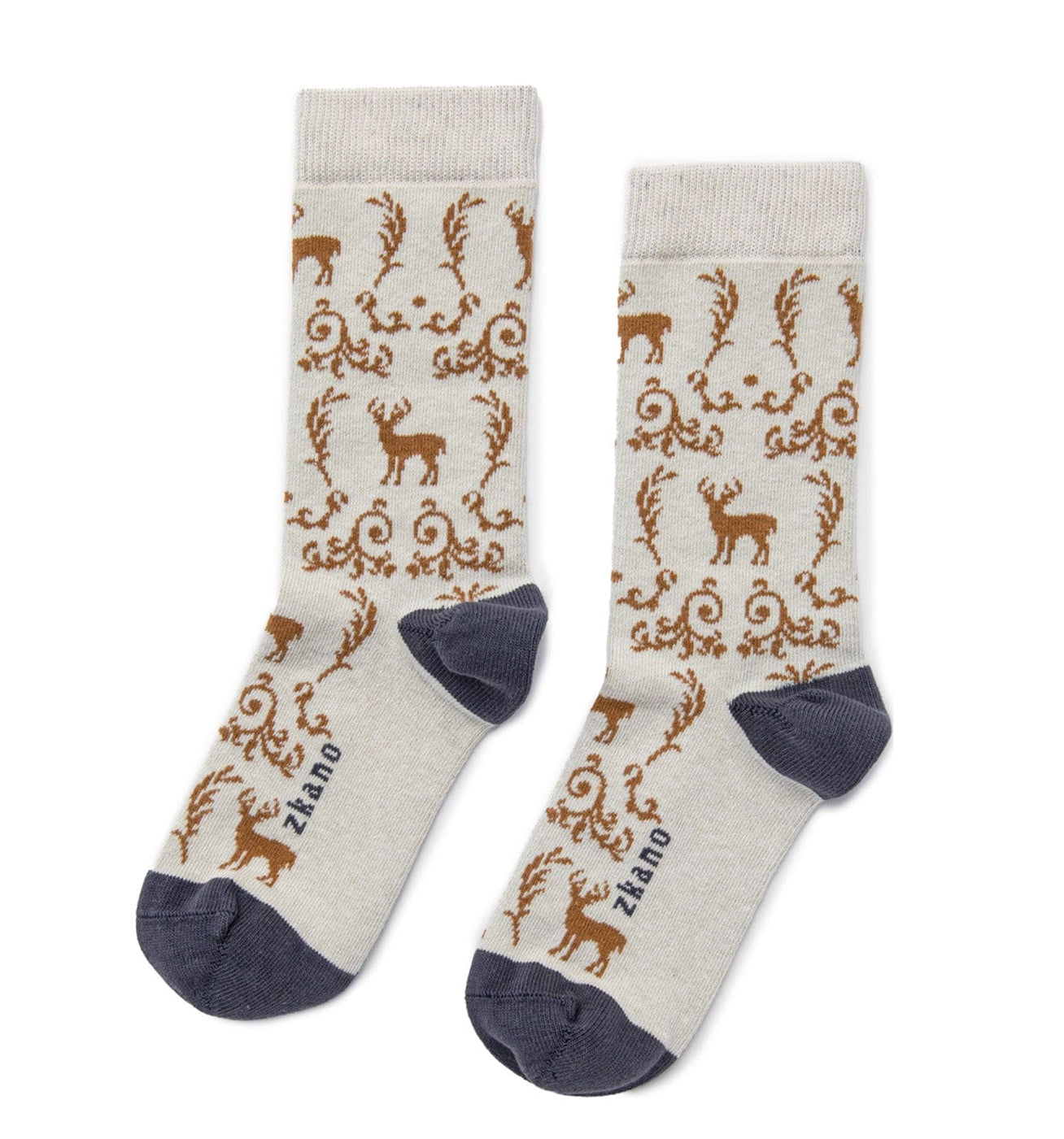 Deer Toile Crew Socks - Wheat