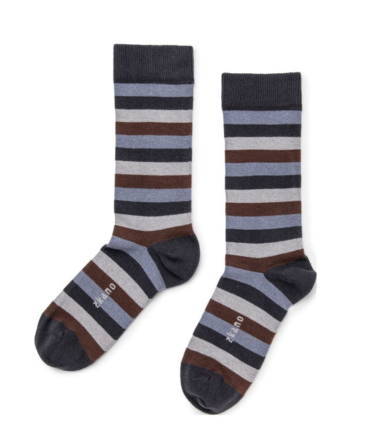 Even Stripe Crew Socks - Charcoal