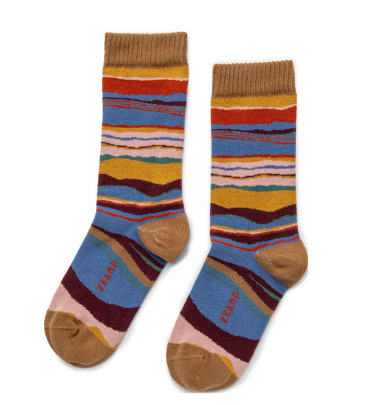 Horizon Stripe Crew Socks - Sienna