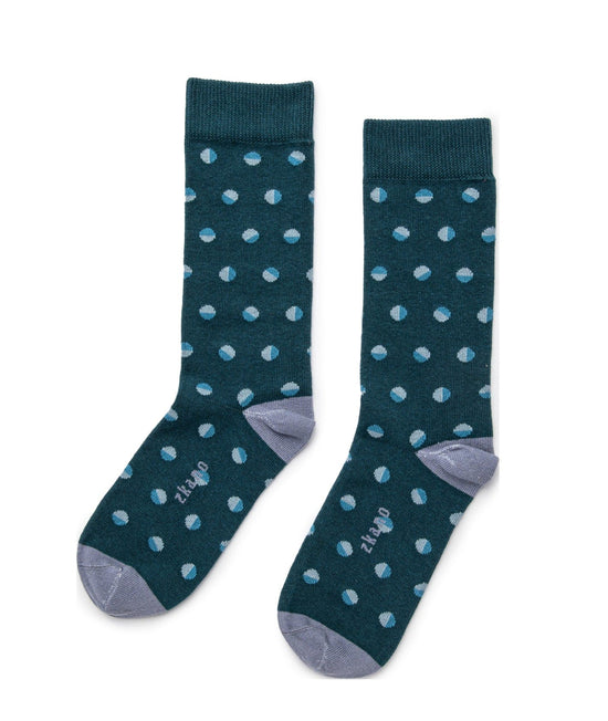 Retro Dot Crew Socks - Evergreen