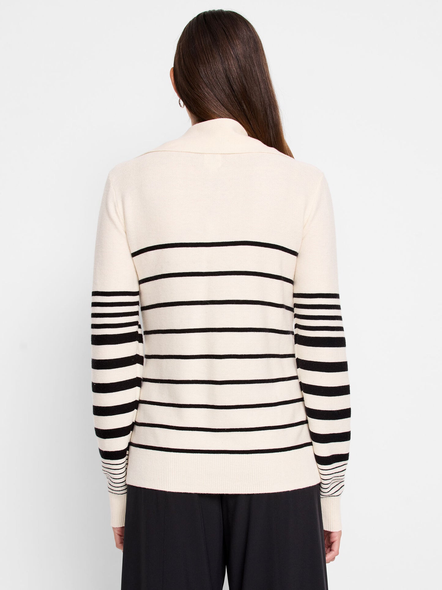 Easy Striped Half-Zip Sweater - White Multi