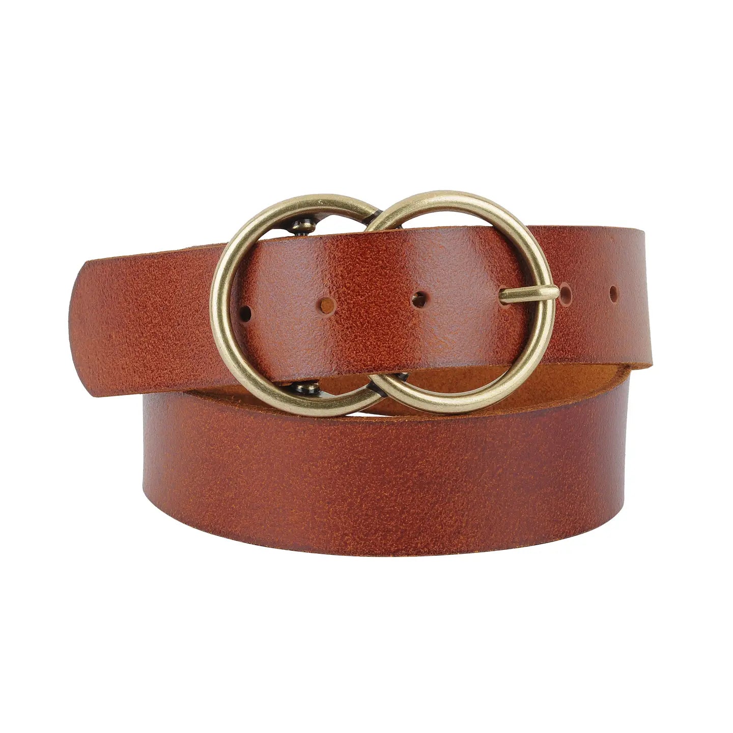 Double Circle Leather Belt - Tan