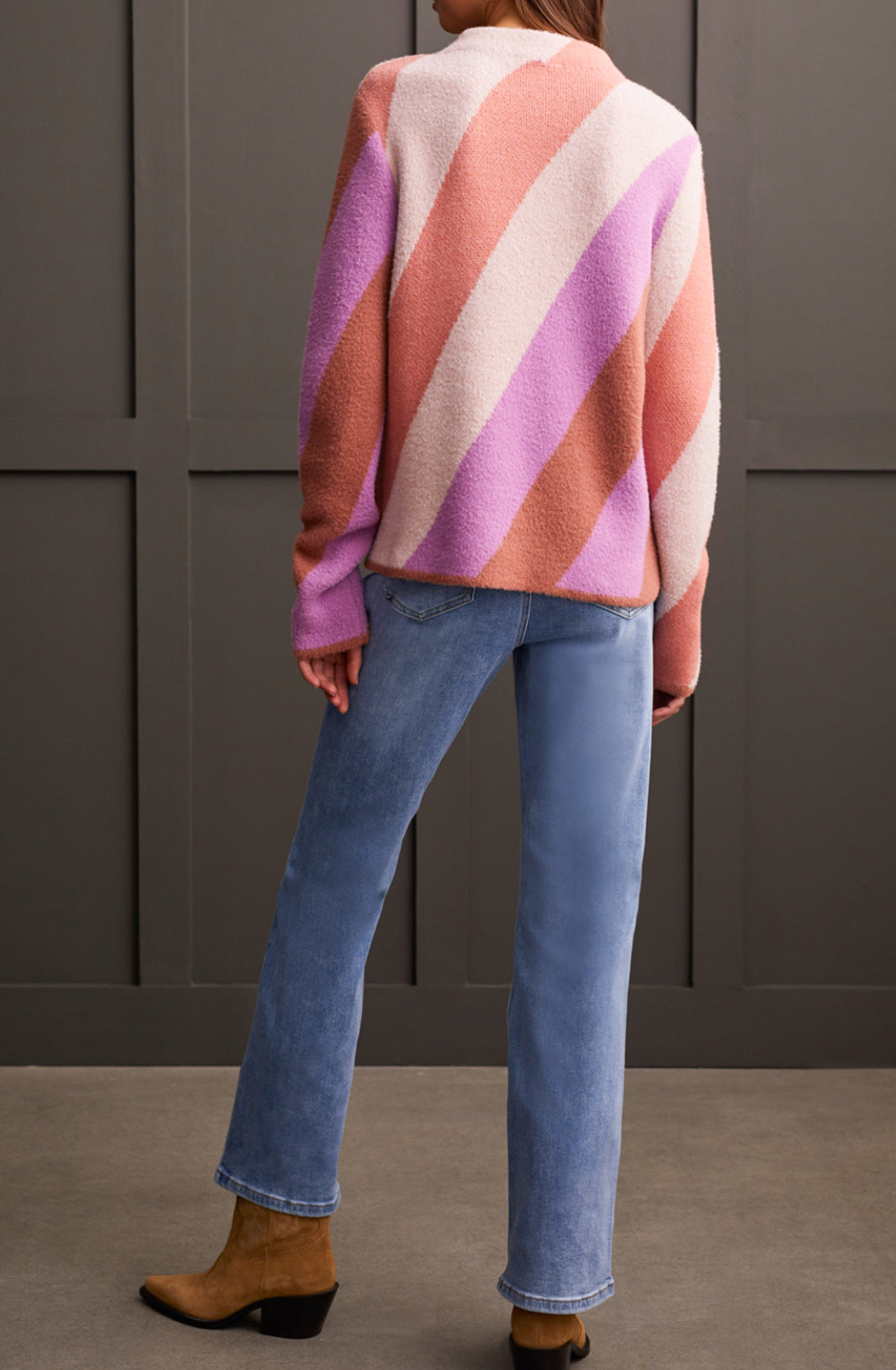 Fuzzy Double Knit Pullover Sweater - Apricot Mist