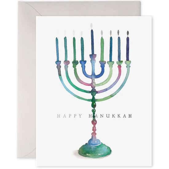 Colorful Menorah Hanukkah Greeting Card