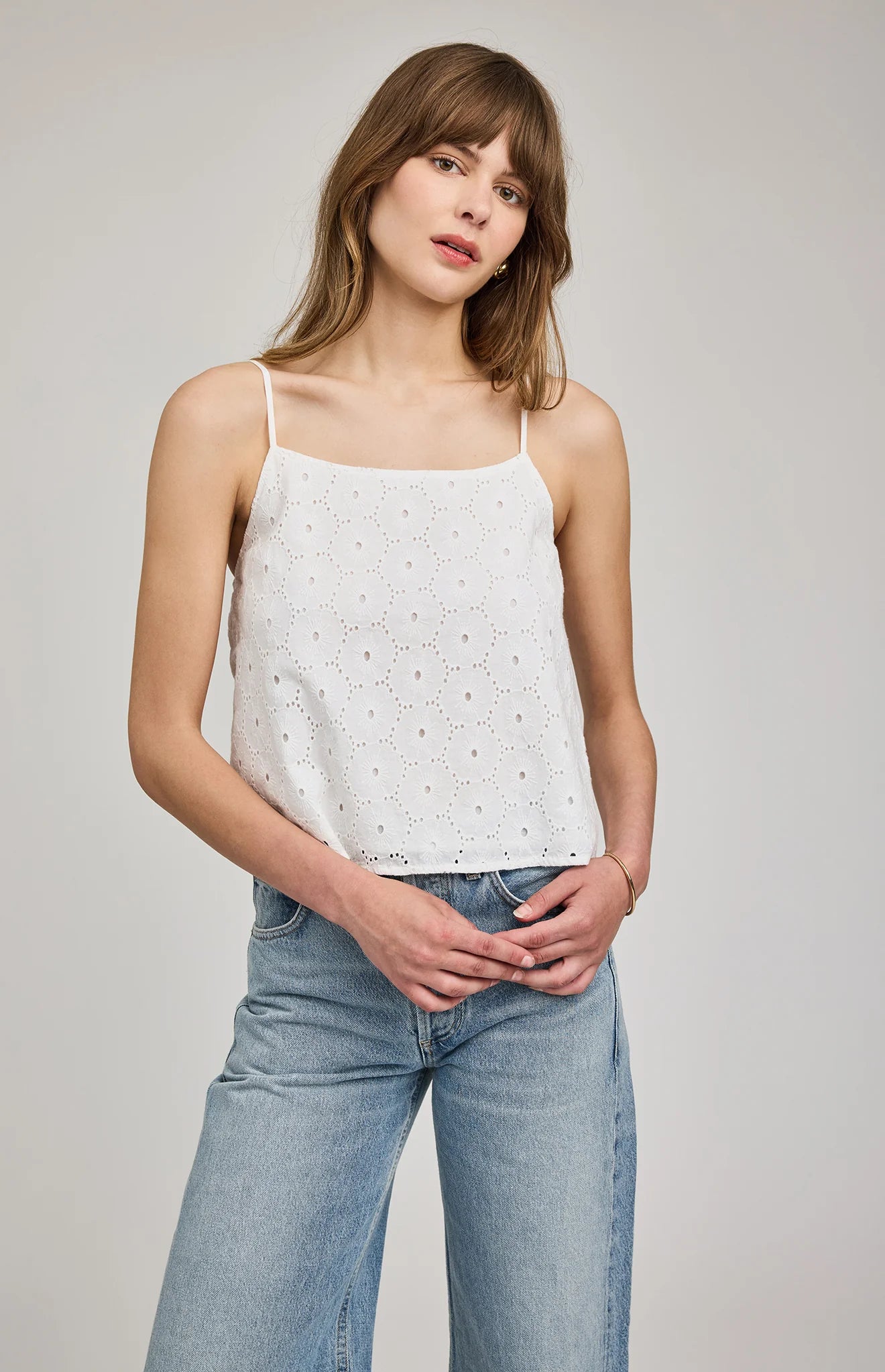 Elsie Eyelet Tank Top - White