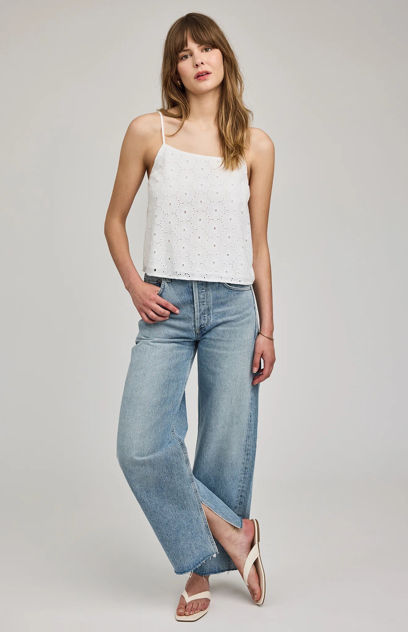 Elsie Eyelet Tank Top - White