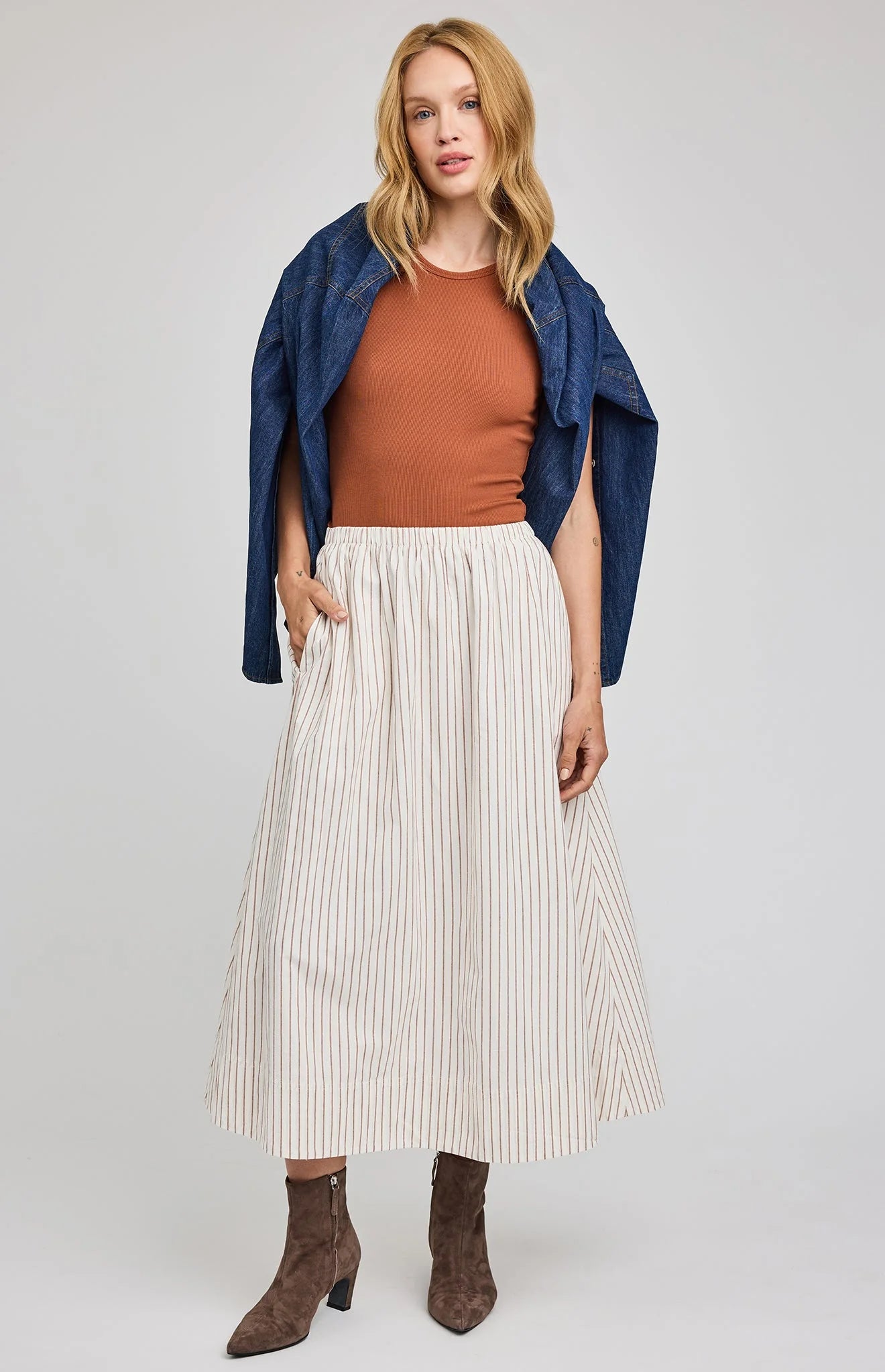 Wilhelmina Skirt - Cream Stripe