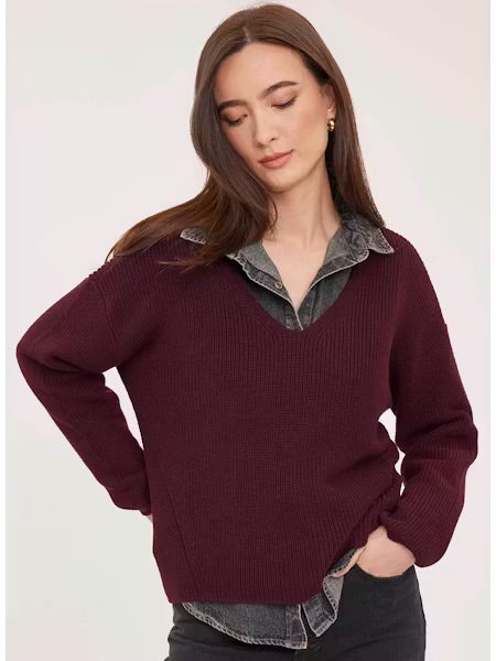 Tucker V-Neck Pullover Sweater - Fig