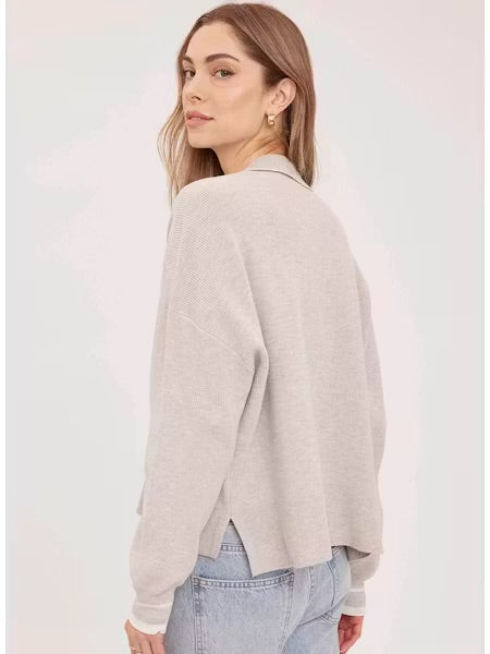 Tristan V-Neck Pullover Sweater - Heather Taupe