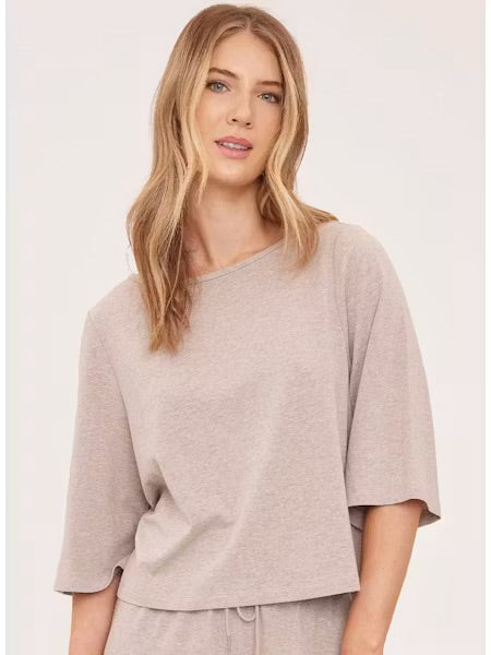 Aimee Elbow Sleeve Sweater - Heather Taupe