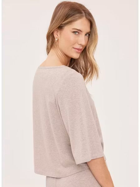 Aimee Elbow Sleeve Sweater - Heather Taupe