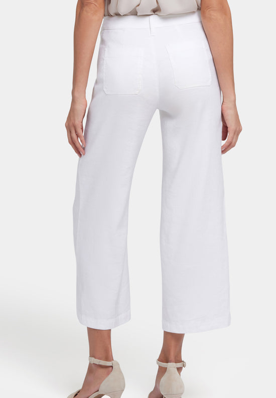 Wide Leg Cropped Cargo Pants - Optic White