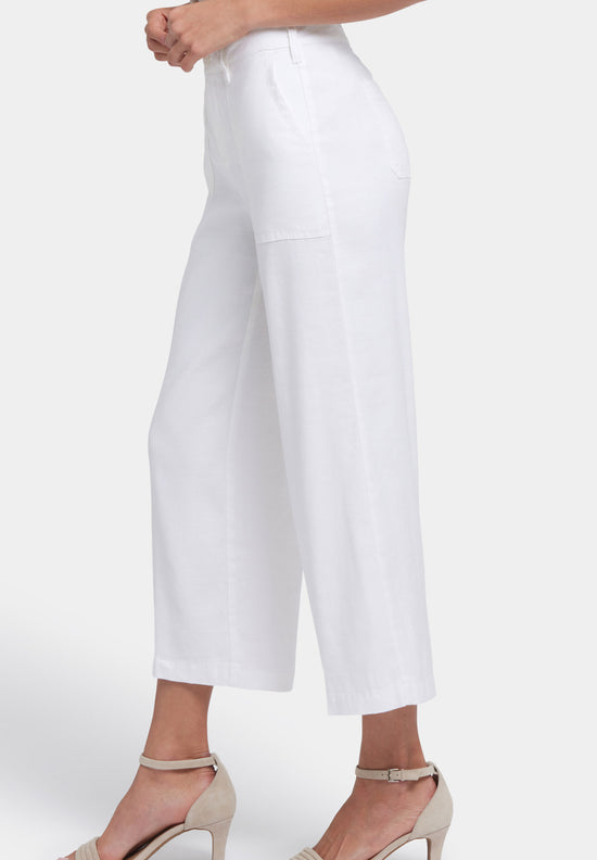 Wide Leg Cropped Cargo Pants - Optic White