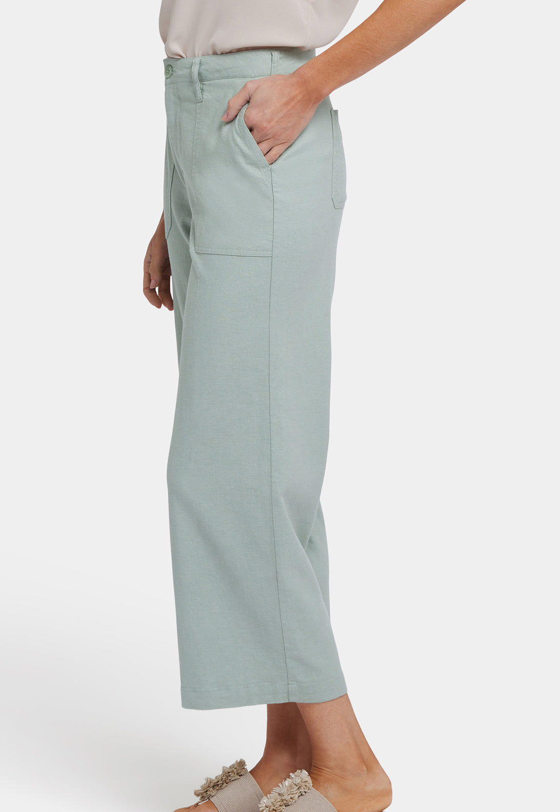 Wide Leg Cropped Cargo Pants - Tomatillo