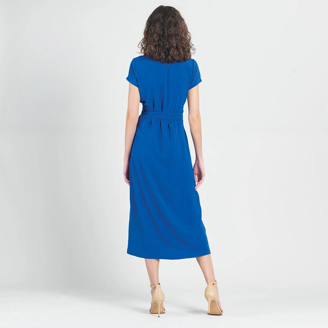 Front Wrap Midi Dress - Cobalt