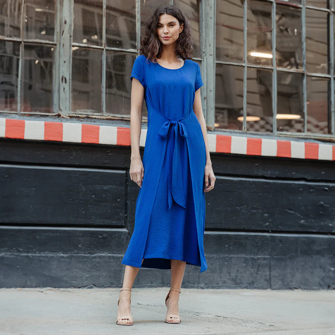 Front Wrap Midi Dress - Cobalt