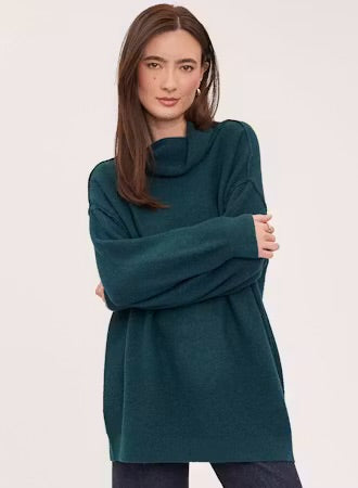 Astrid Long Turtleneck Sweater - Heather Spruce