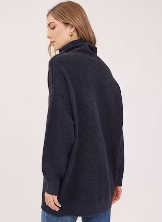 Astrid Long Turtleneck Sweater - Heather Navy