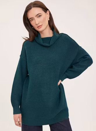 Astrid Long Turtleneck Sweater - Heather Spruce