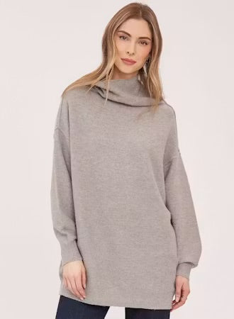 Astrid Long Turtleneck Sweater - Heather Granite