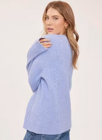 Lori Cable Stitch Pullover Sweater - Heather Skyline