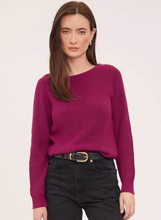 Ramona V-Back Sweater - Magenta