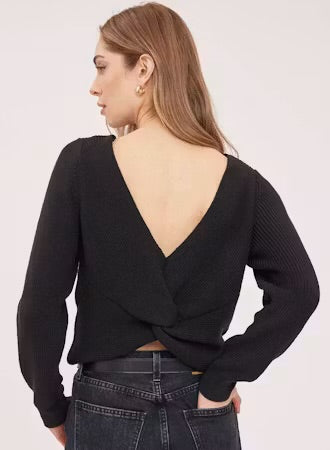Ramona V-Back Sweater - Black