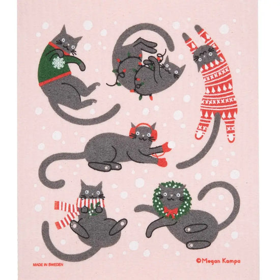 Swedish Dishcloth - Christmas Cats