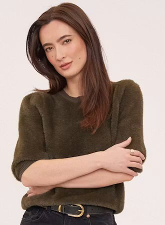 Yvonne Short Sleeved Sweater - Olive