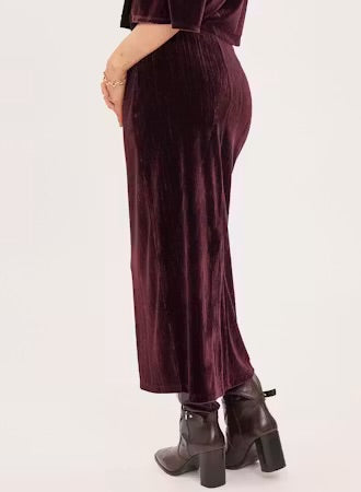 Gracie Velvet Midi Skirt - Port