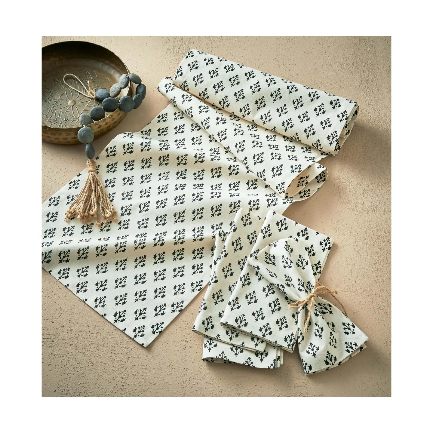 Emma Block Print Napkins - Black Multi - Set of 4