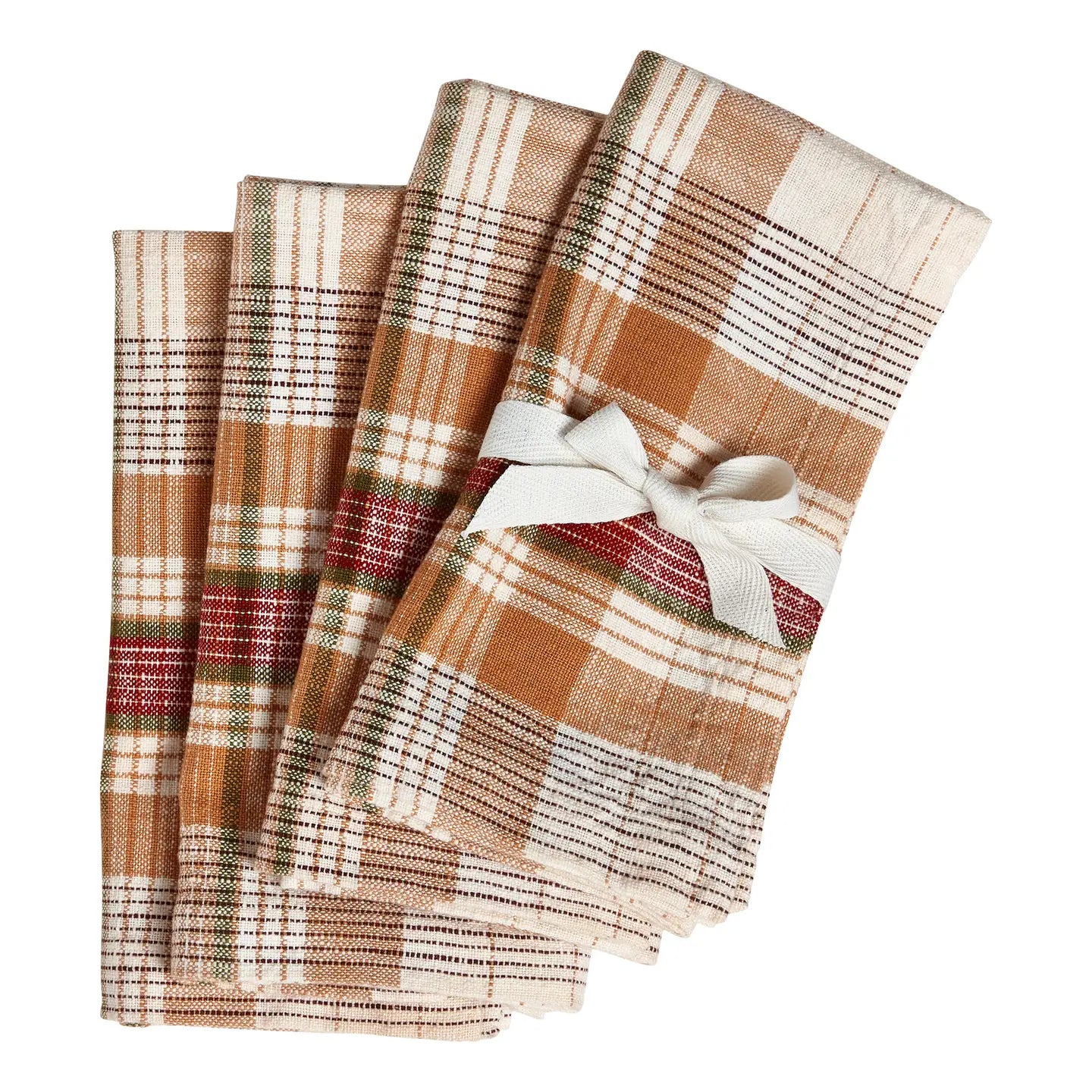 Eva Slub Weave Plaid Napkins - Beige - Set of 4