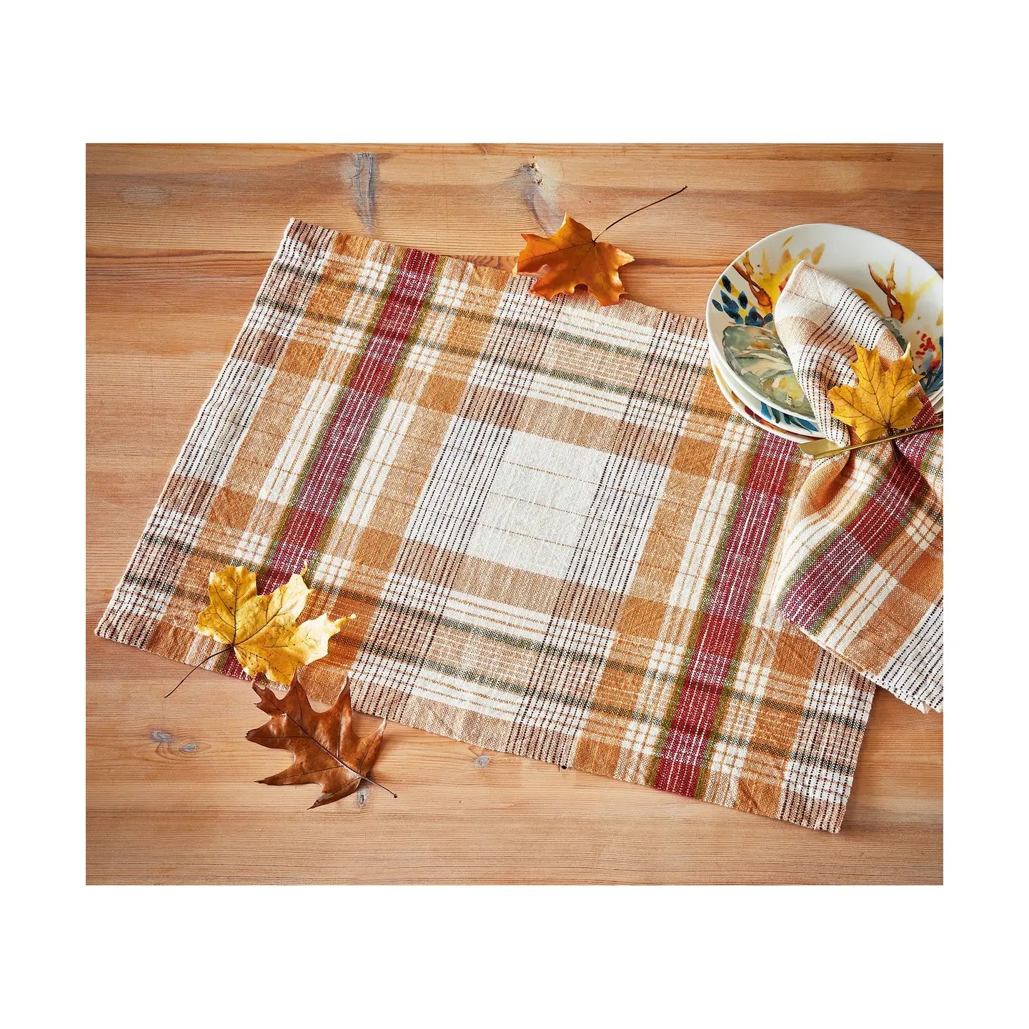 Eva Slub Weave Plaid Napkins - Beige - Set of 4