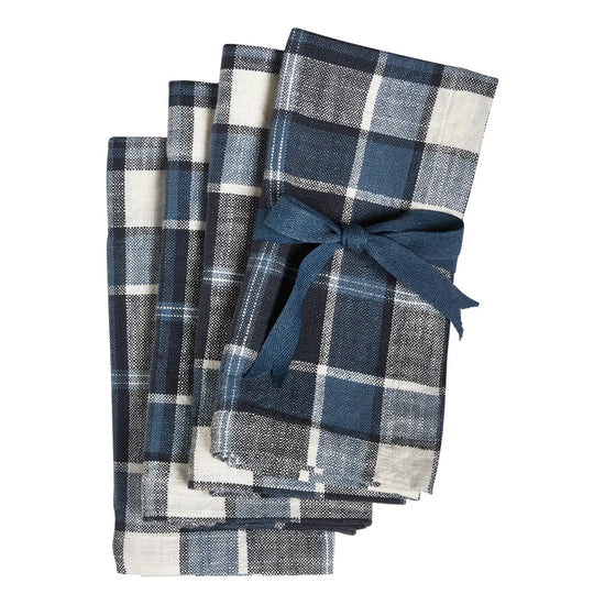 Mirage Plaid Napkins - Blue - Set of 4