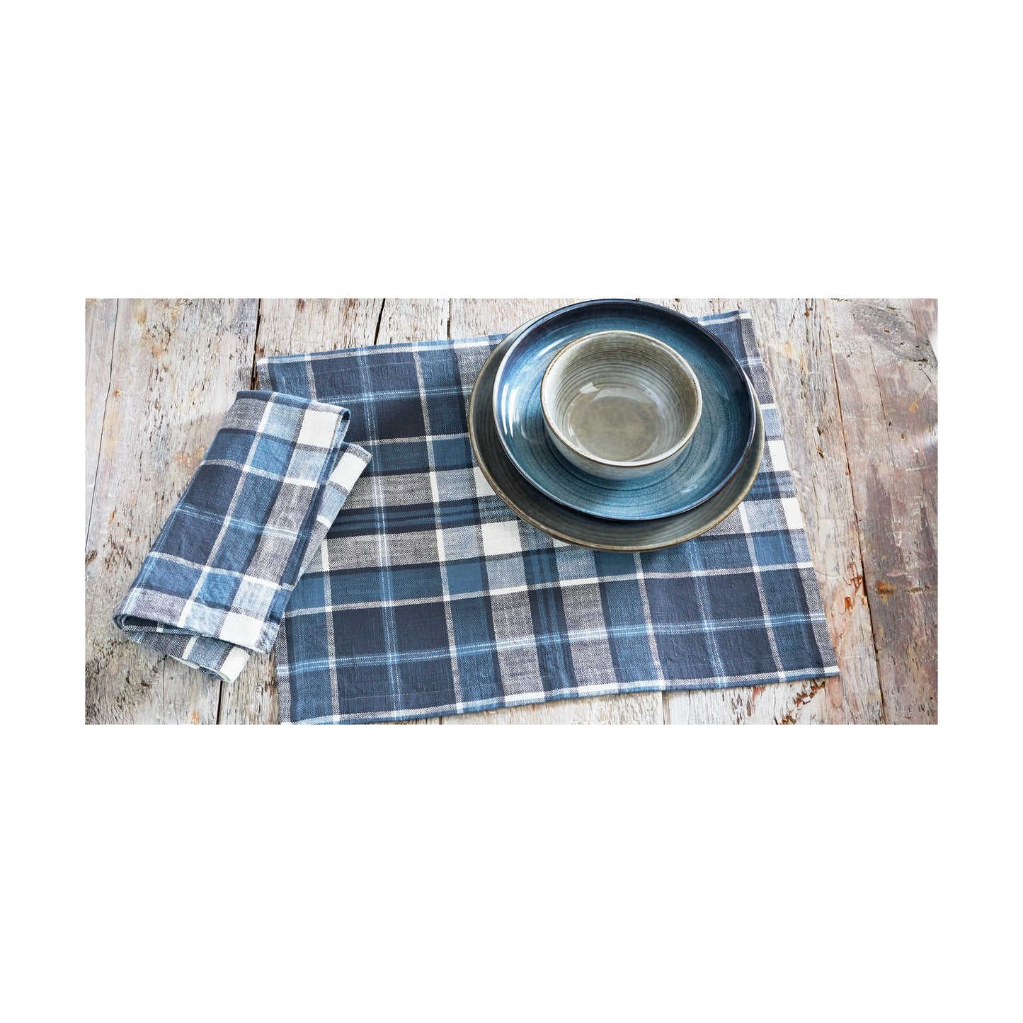 Mirage Plaid Napkins - Blue - Set of 4