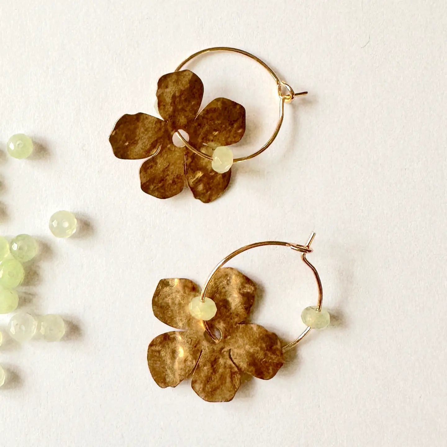 Fleur Earrings - Prehnite Light Green