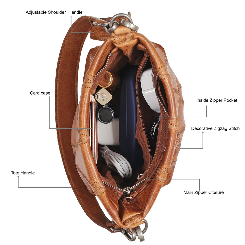 Ivy Diamond Tote Handbag - Cognac
