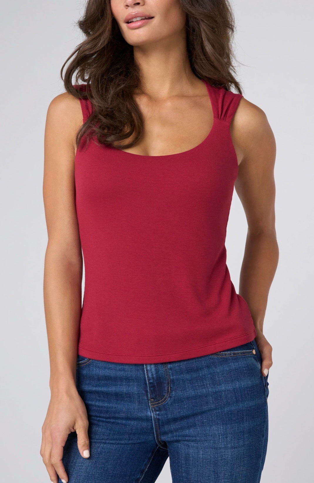 Built-In Bra Tank Top - Dark Cranberry