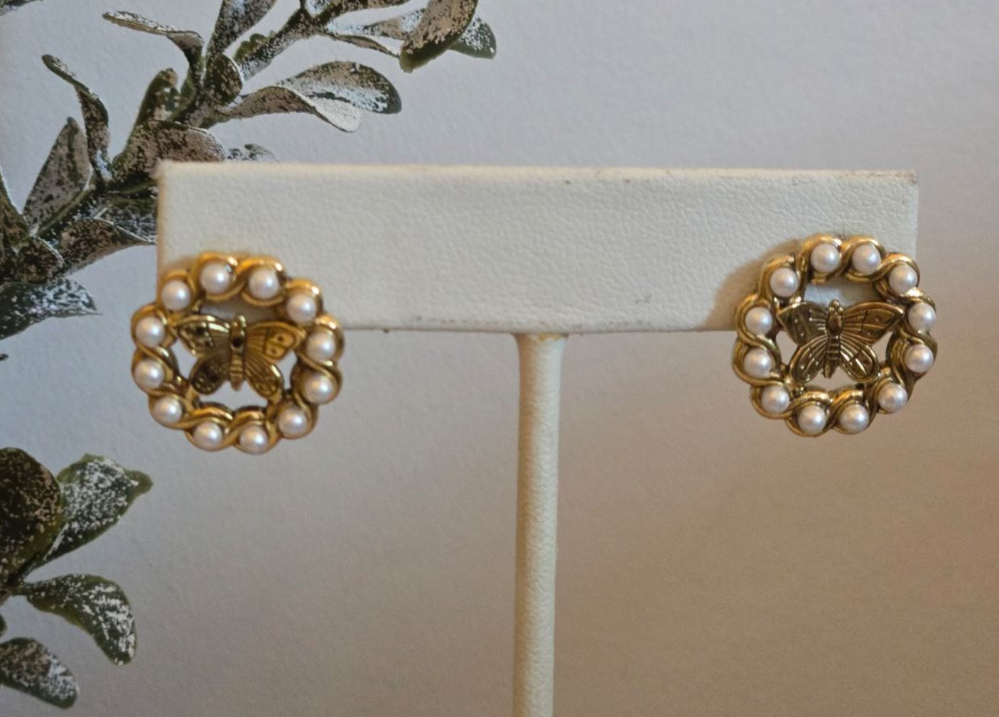 Butterfly Stud Earrings with Pearls