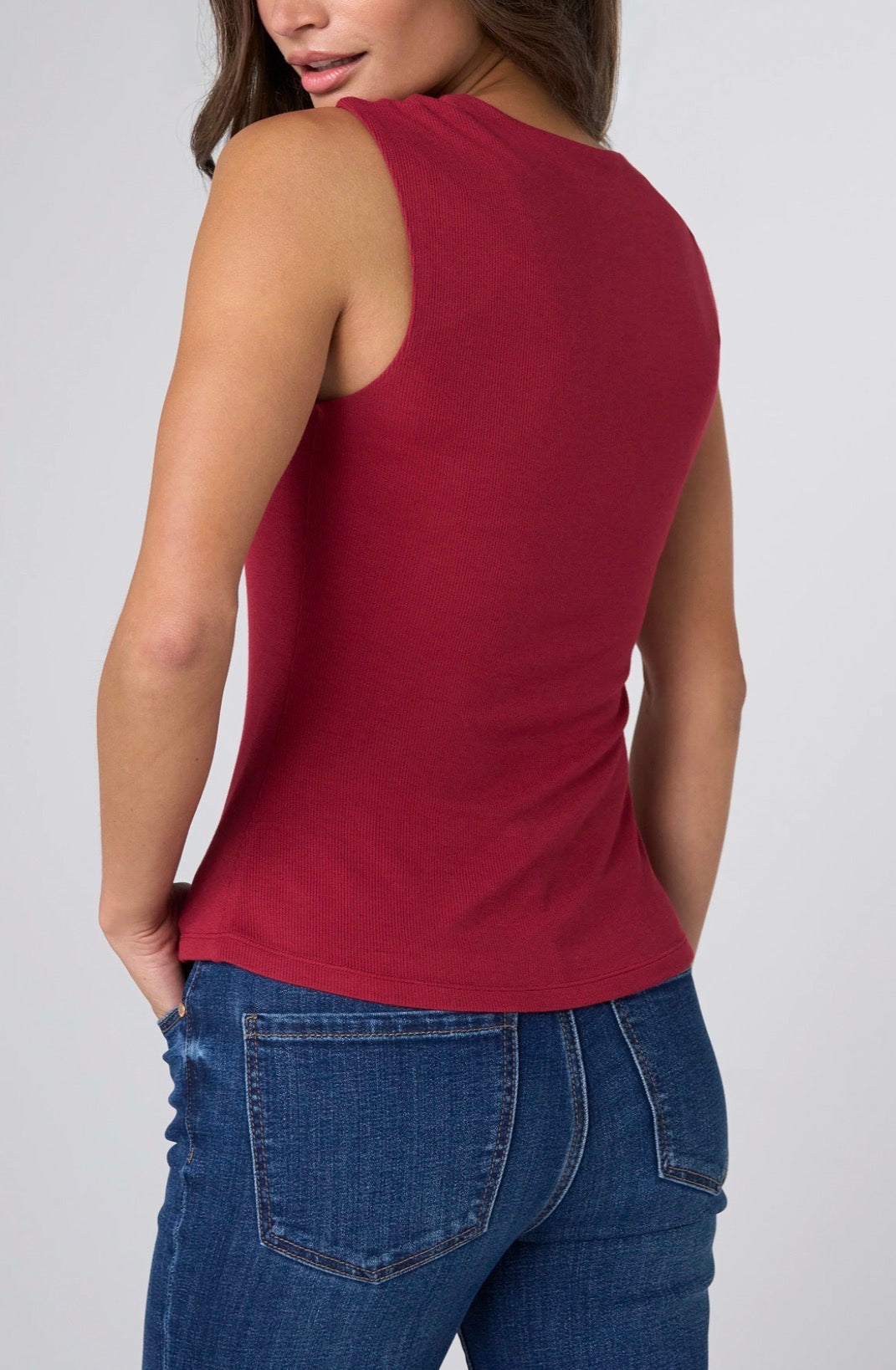 Built-In Bra Tank Top - Dark Cranberry