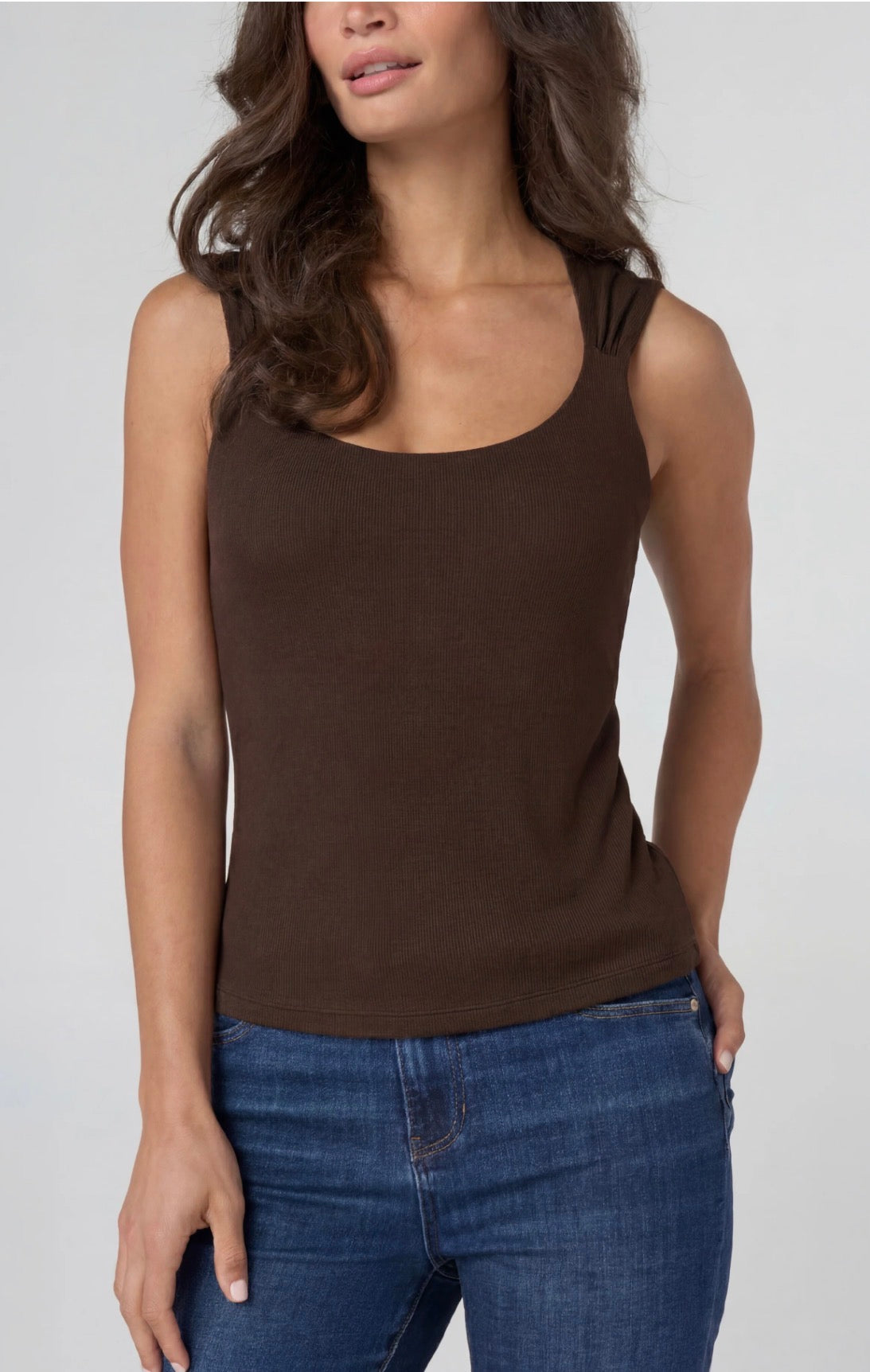 Built-In Bra Tank Top - Dark Espresso