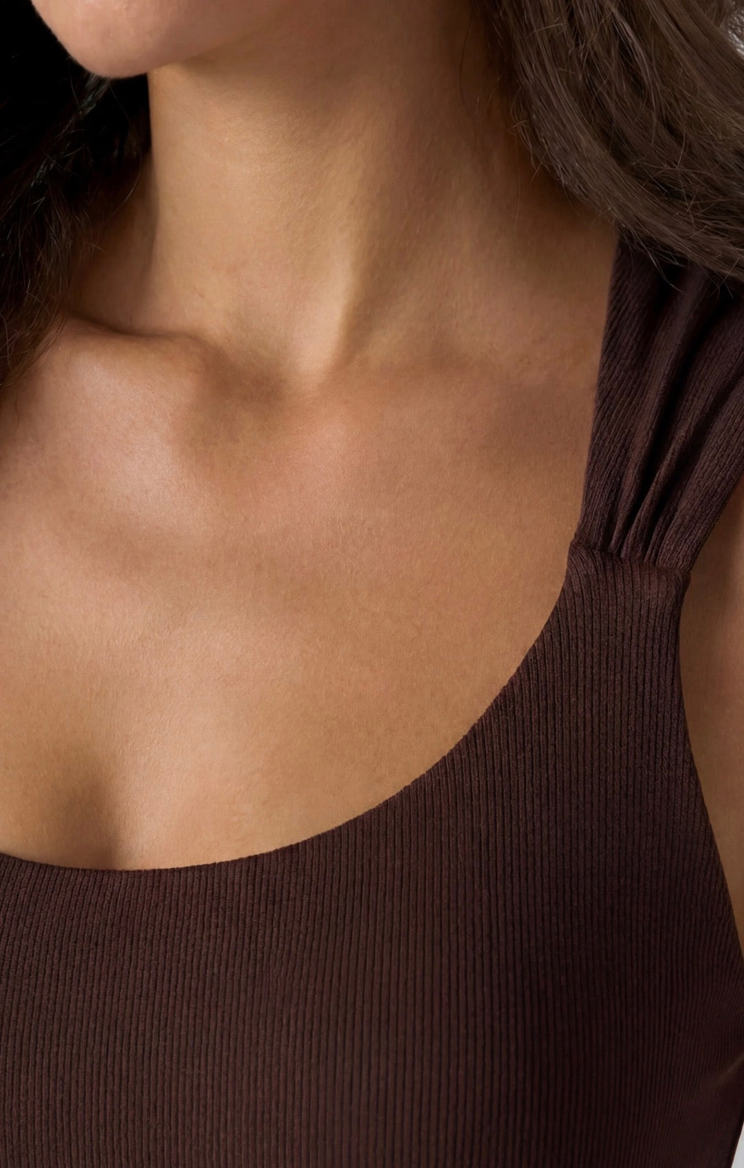 Built-In Bra Tank Top - Dark Espresso