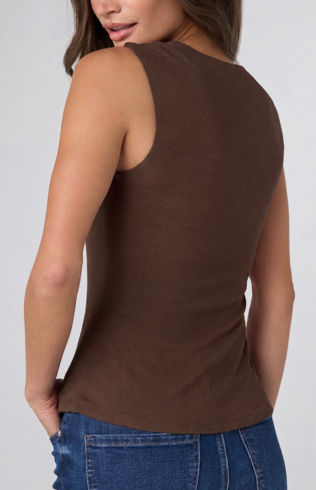 Built-In Bra Tank Top - Dark Espresso