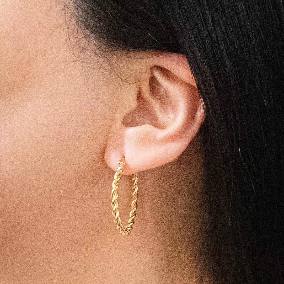 Plait Hoop Earrings - Gold
