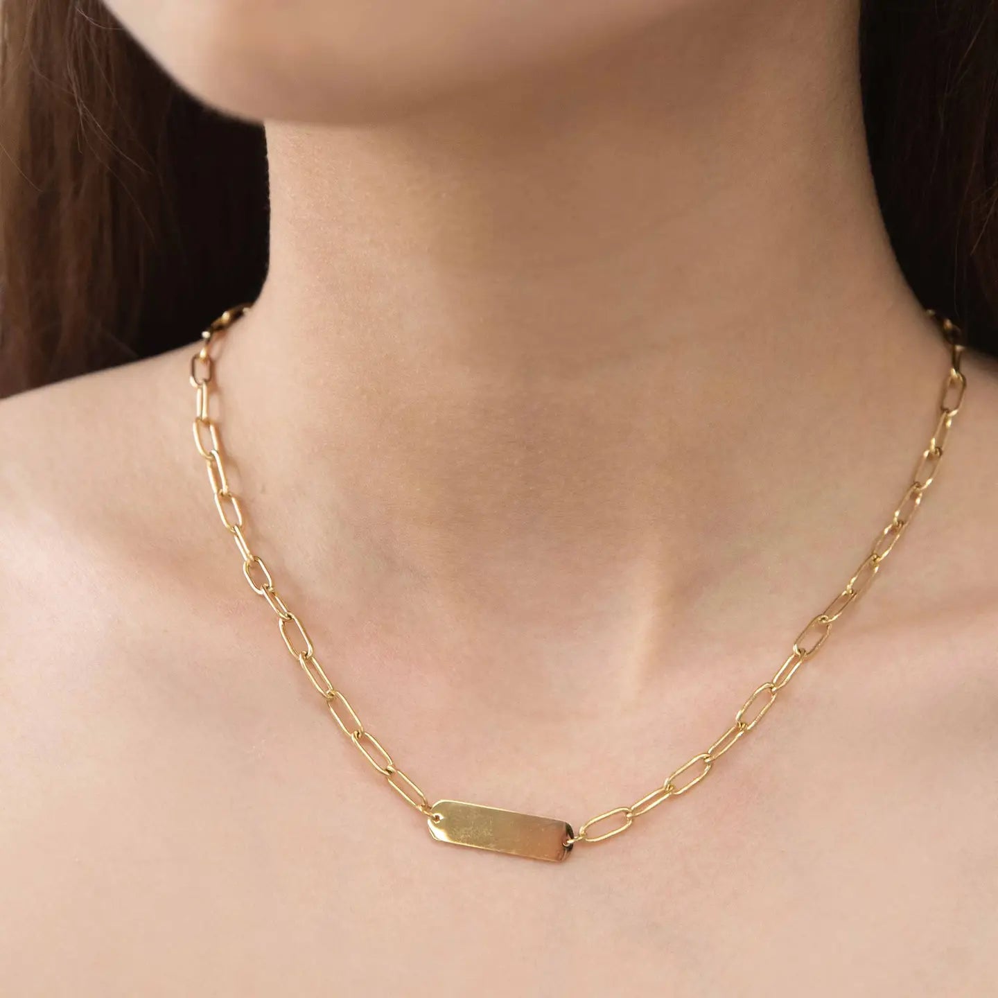 Plate Oval Chain Necklace