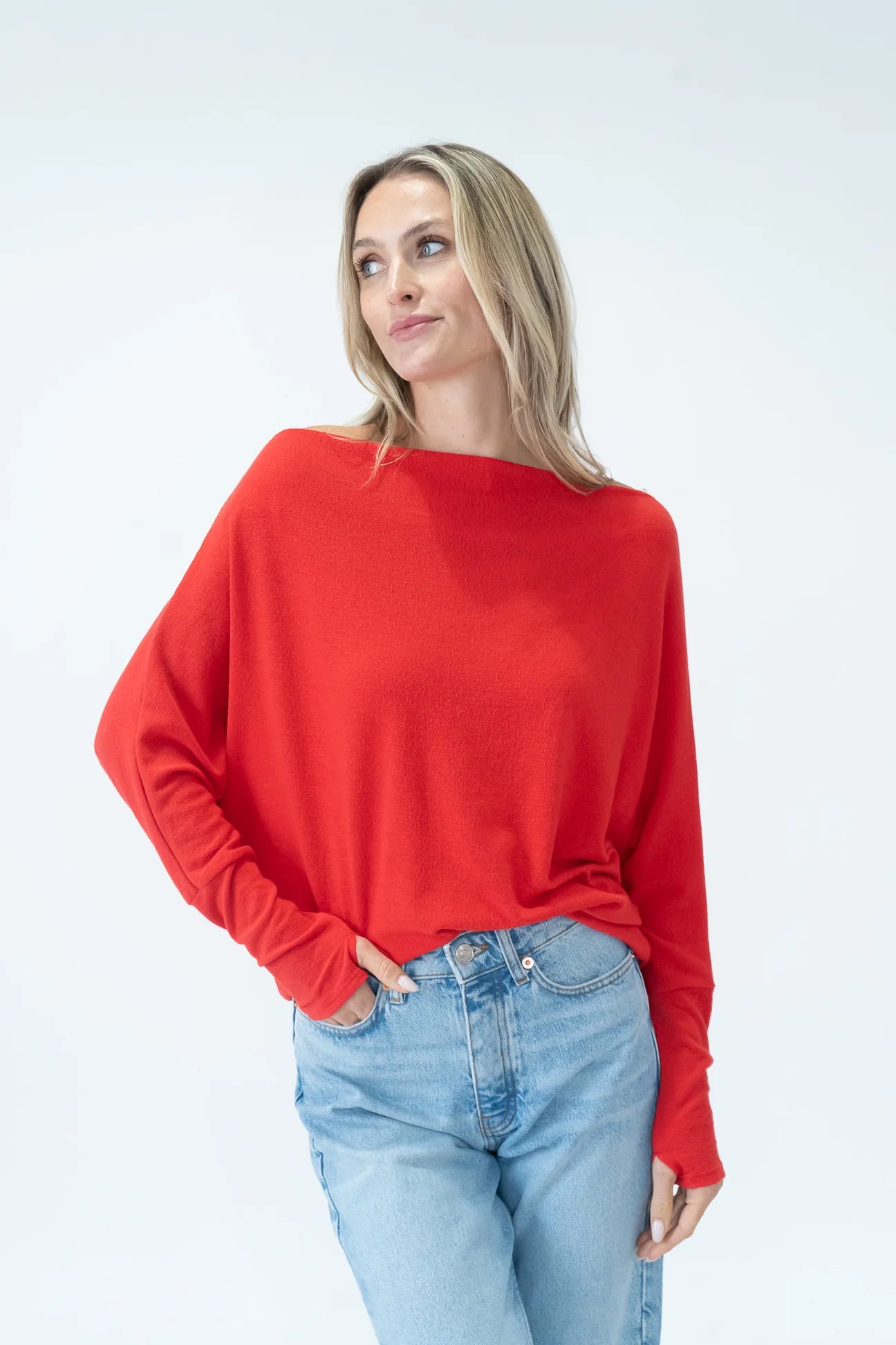 Anywhere Off Shoulder Sweater - Red