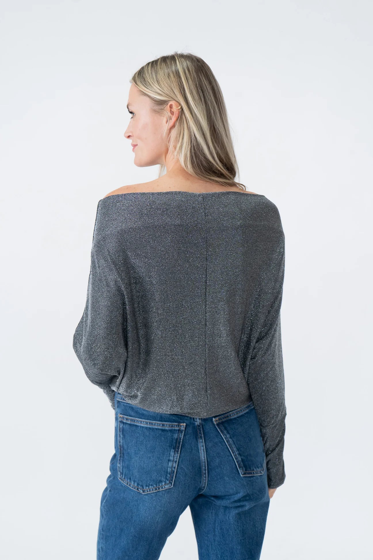 Anywhere Off Shoulder Sweater Lurex - Silver