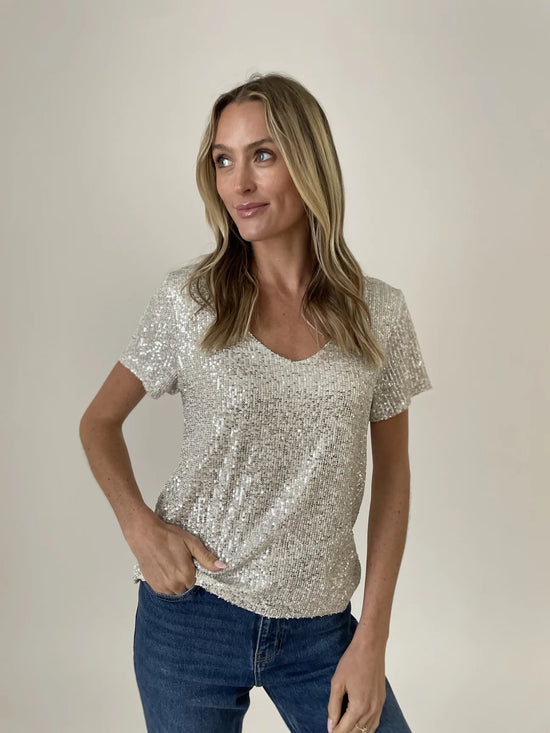 Anna Sequined Top - Silver