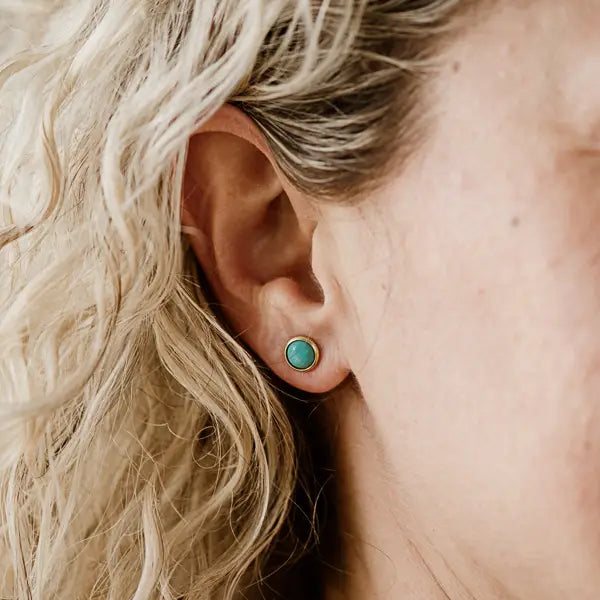 Hyalite Turquoise Stud Earrings